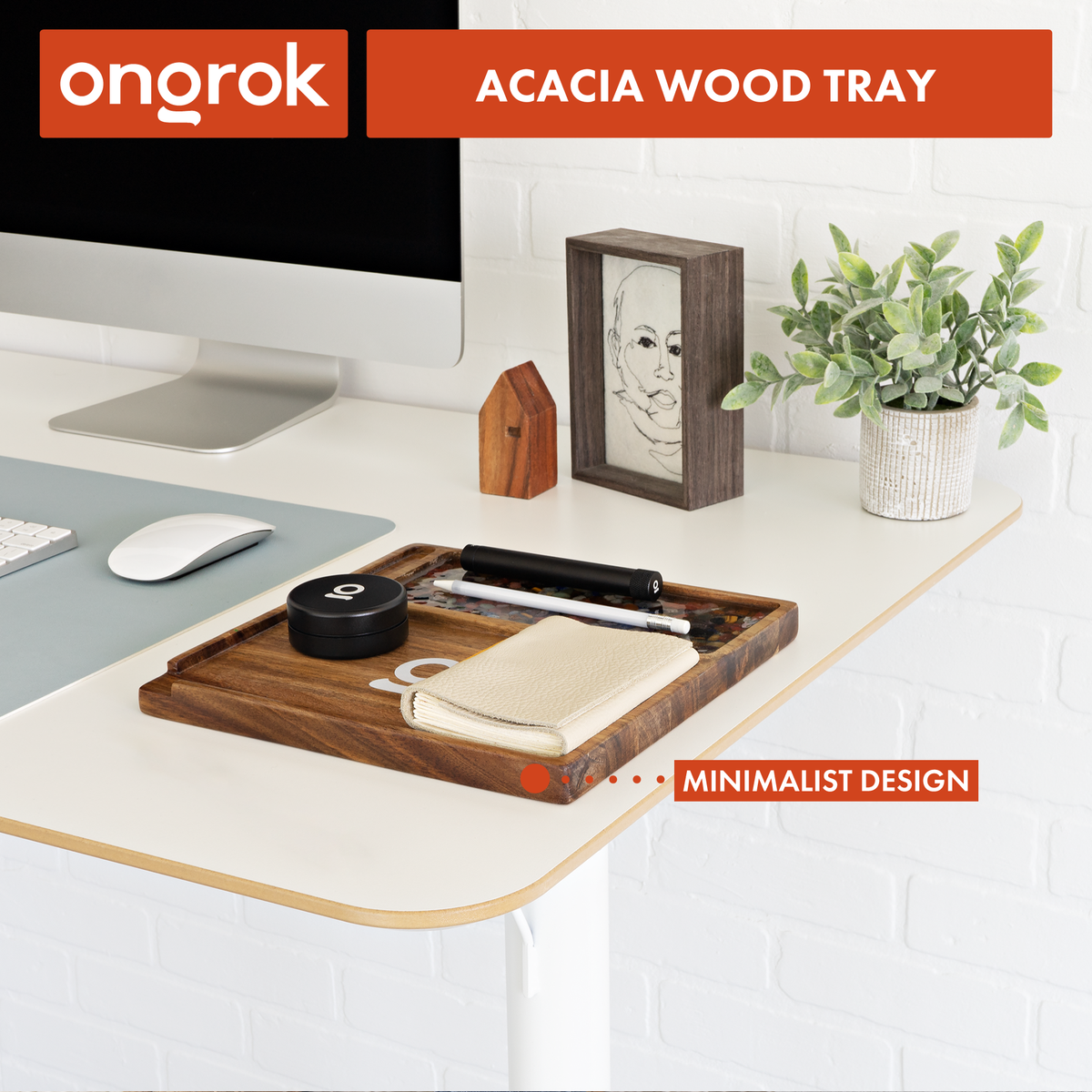 Ongrok - Premium Natural Acacia Wood Tray | 9.5" x 9.5"