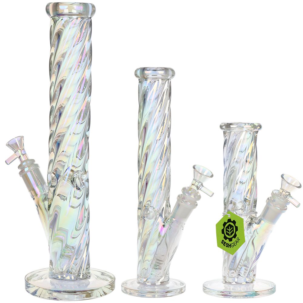 SeshGear ~ Twist Straight Tube Glass Water Pipe - 13.75" / 14mm F