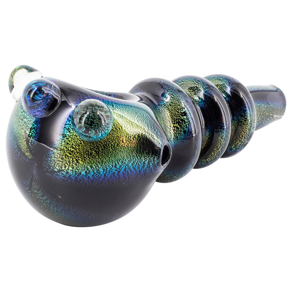 LA Pipes - Solid Blue Dichro Maria Ringed Spoon Pipe