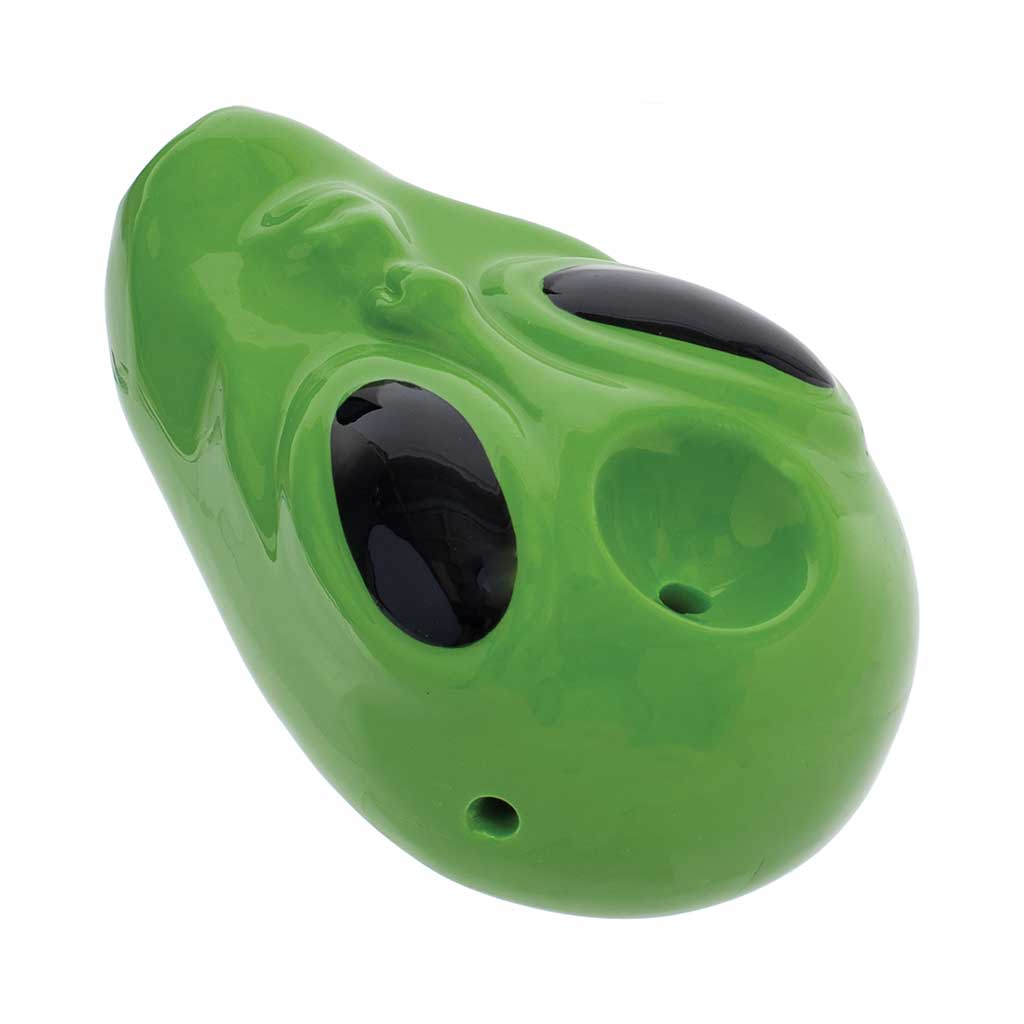 WACKY BOWLZ - GREEN ALIEN CERAMIC PIPE