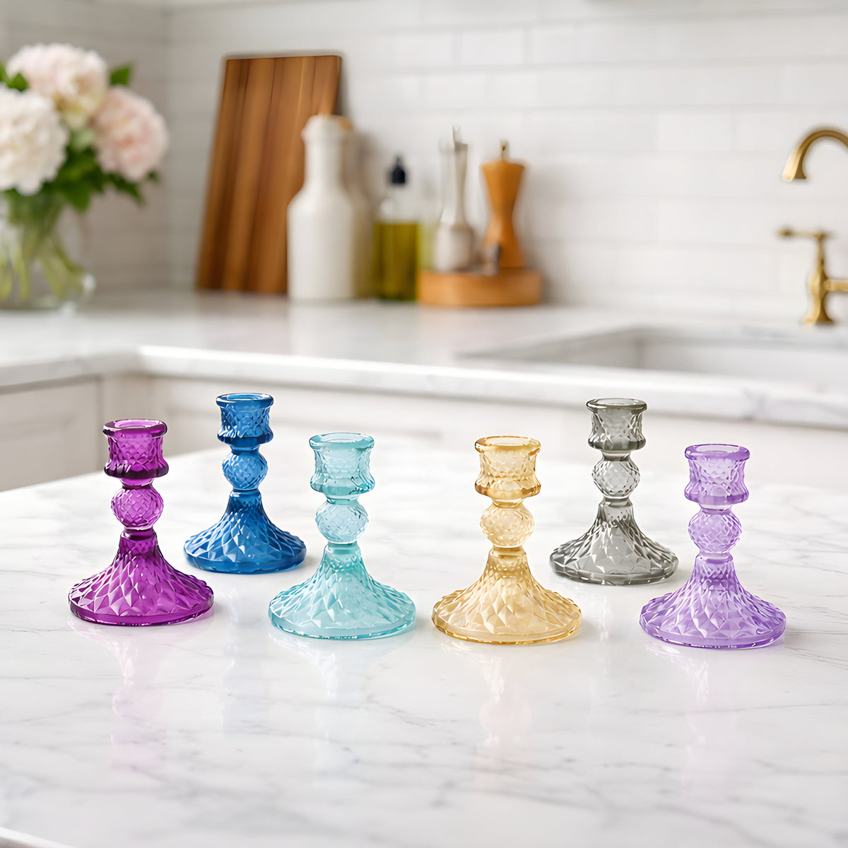 Colored Glass Taper Holder | Dark Purple