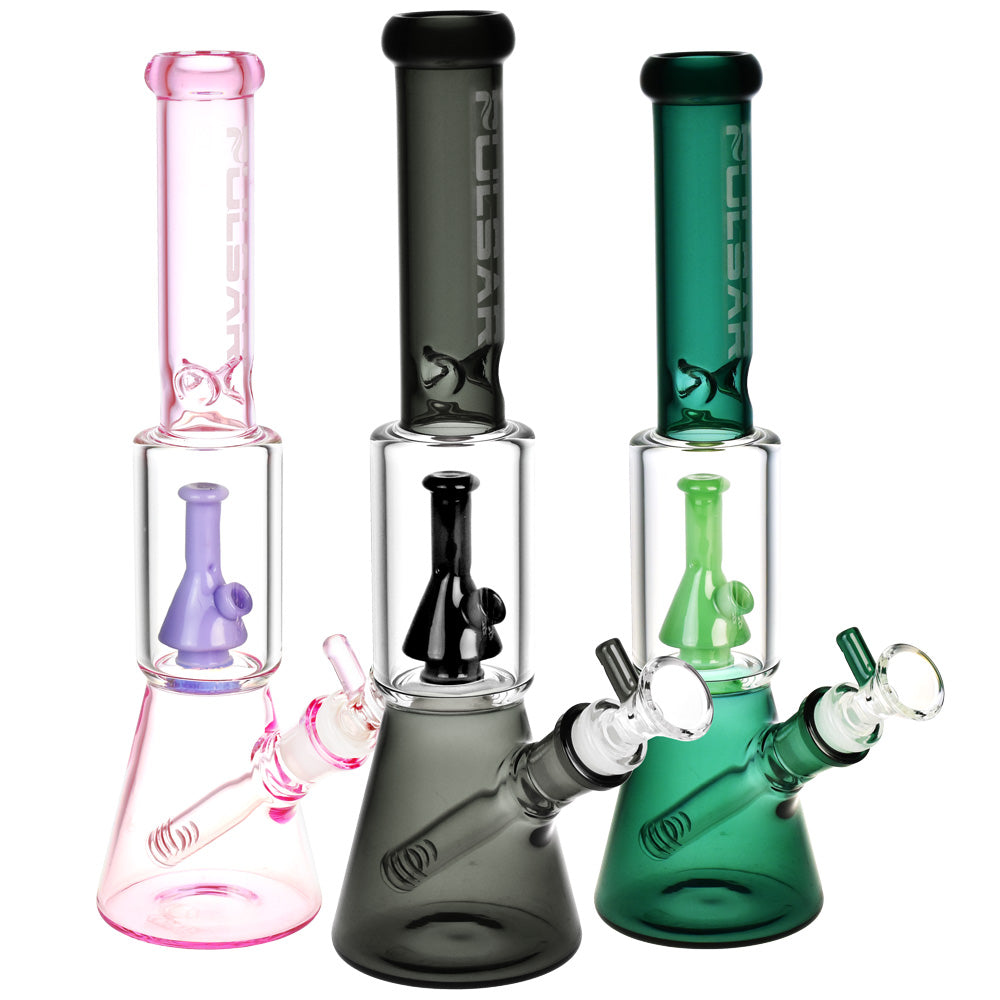 Pulsar ~ Beaker on Beaker Water Pipe - 11.5"/14mm F/Colors Vary