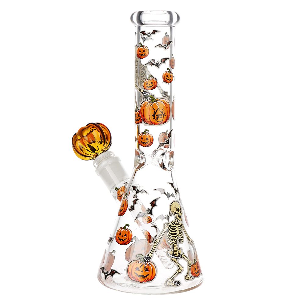 Pulsar ~ Halloween Ball Herb Pipe Glow Duo - 10" / 14mm F