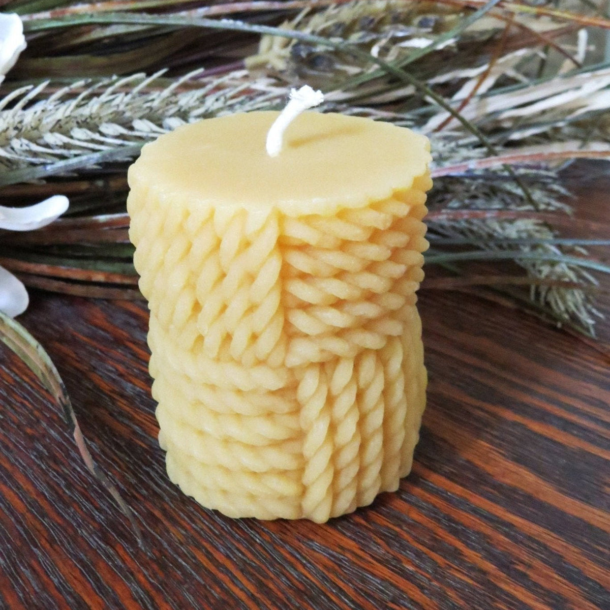 Braided Rope Beeswax Pillar Candle