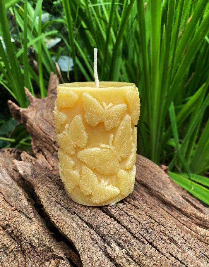 Butterflies Beeswax Pillar Candle