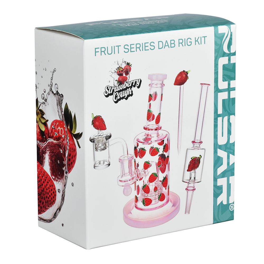 Pulsar ~ Strawberry Cough Glow In The Dark Dab Rig Kit - 8" / 14mm F
