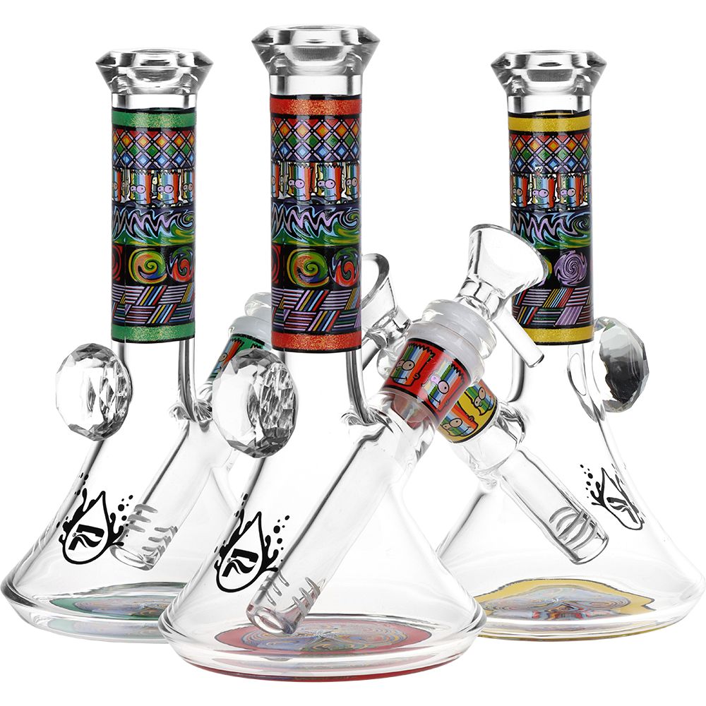 Pulsar ~ Mosaic Bart Wag Glass Water Pipe - 6.75" / 14mm F / Colors Vary