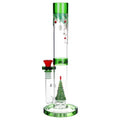 Pulsar ~ Christmas Tree Perc Glass Straight Tube Water Pipe - 13" / 14mm F