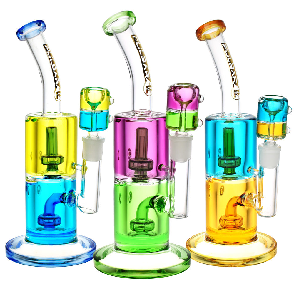 Pulsar ~ Bicolor Glycerin Chugger Water Pipe | 9.75" | 14mm F