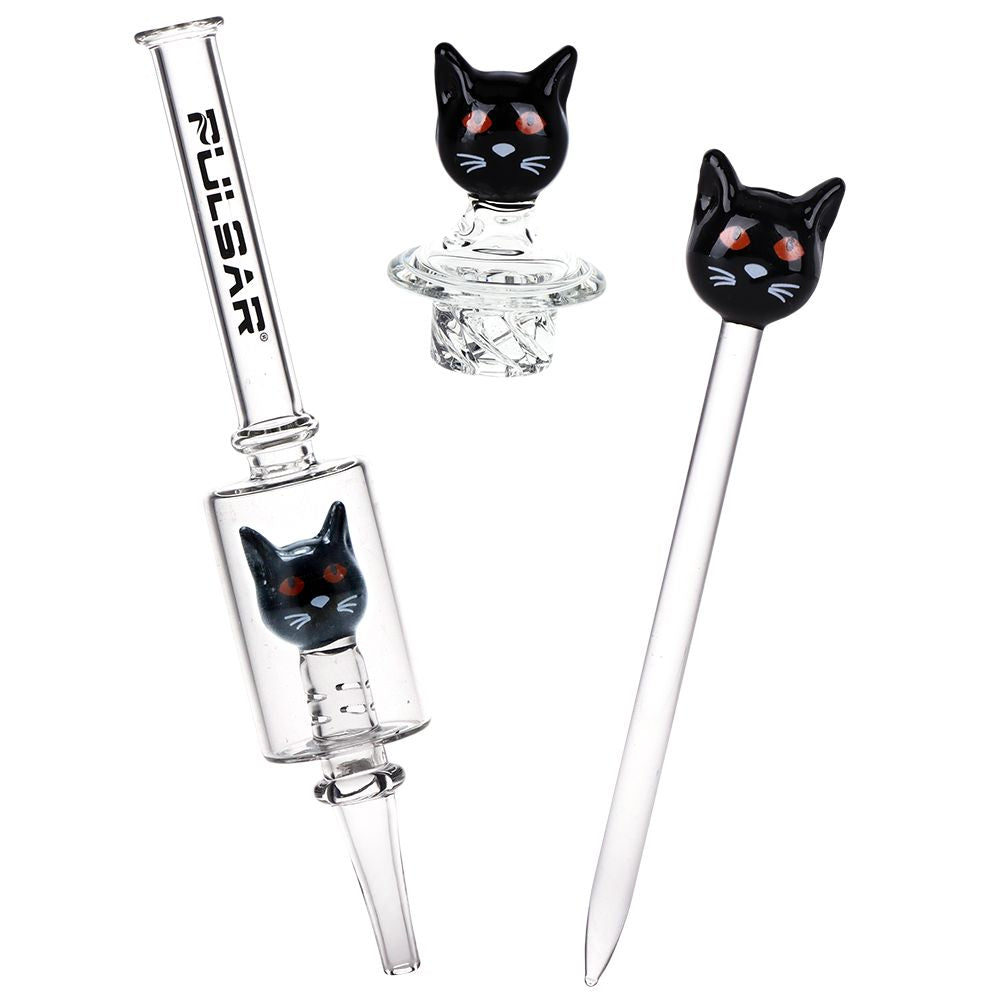 Pulsar ~ Superstitious Kitty Glass Dab Rig Set - 8" / 14mm F