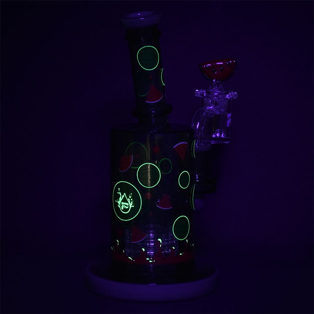 Pulsar ~ Watermelon Zkittles Glow In The Dark Dab Rig Kit - 8" / 14mm F