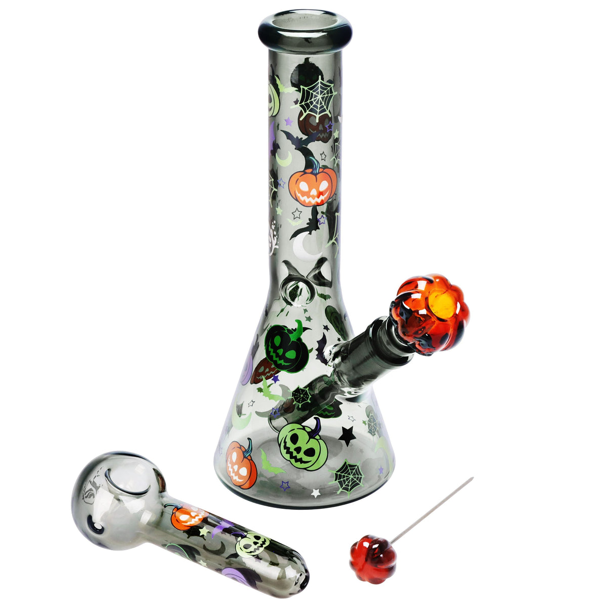 Pulsar ~ Halloween Party Herb Pipe Glow Duo- 10" / 14mm F