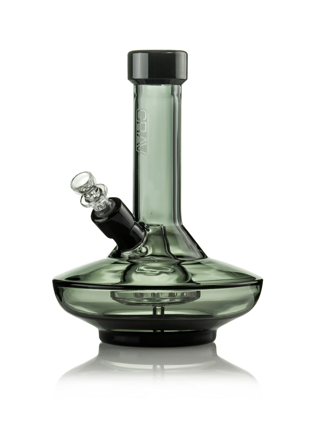 GRAV® > Small Wide Base Water Pipe in Smoke with Black Accents