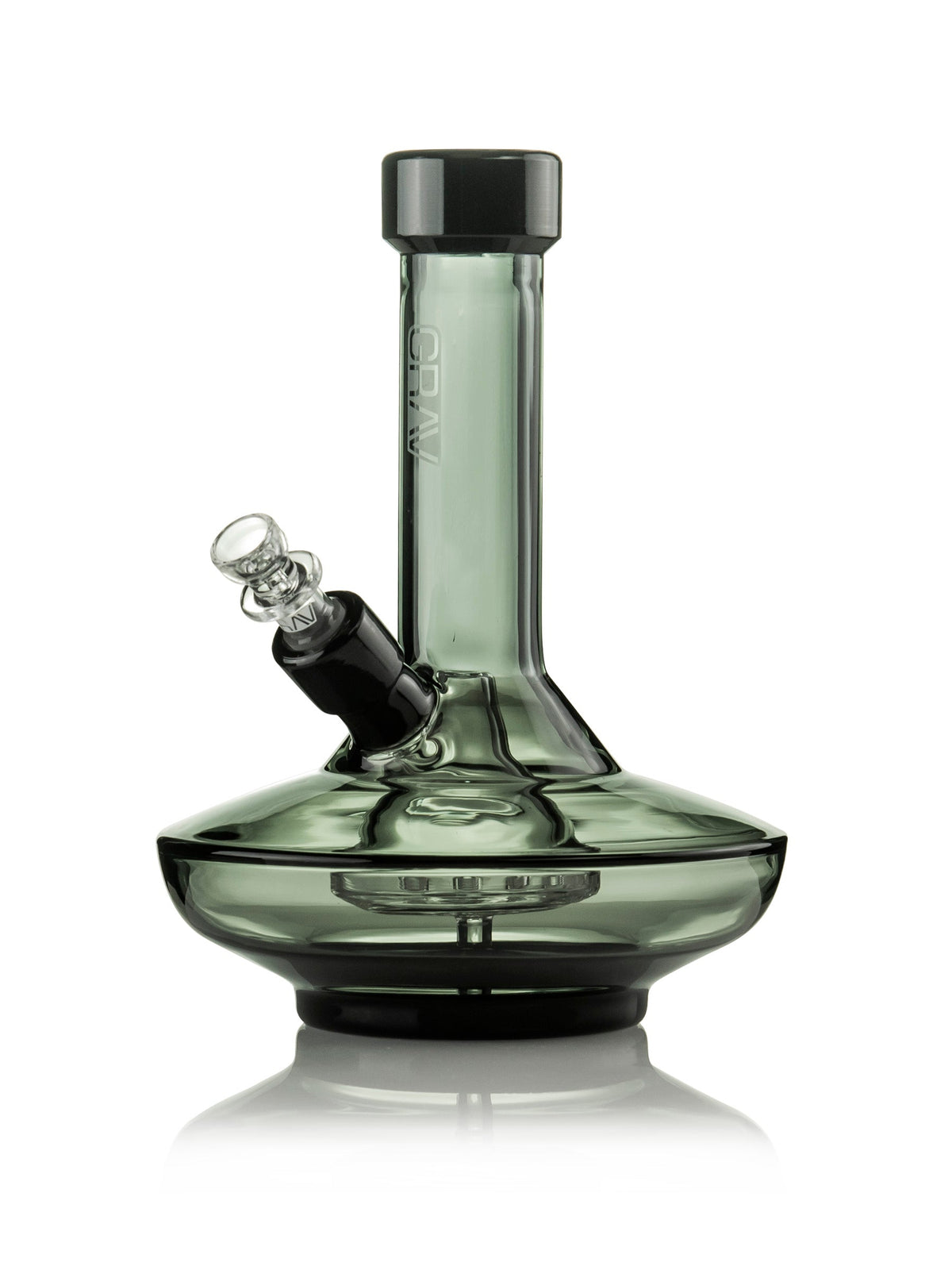GRAV® > Small Wide Base Water Pipe in Smoke with Black Accents