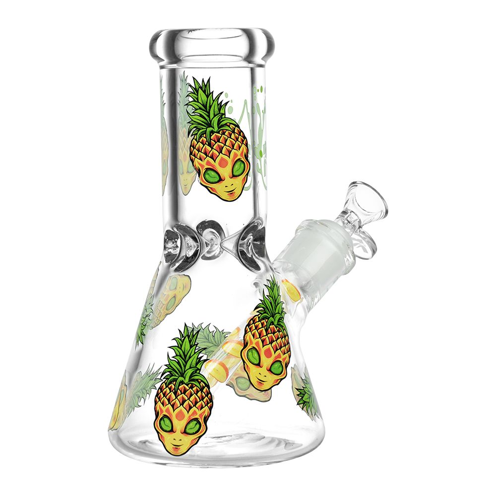 Pulsar ~ Pine alien Design Series Glass Beaker Water Pipe - 8"