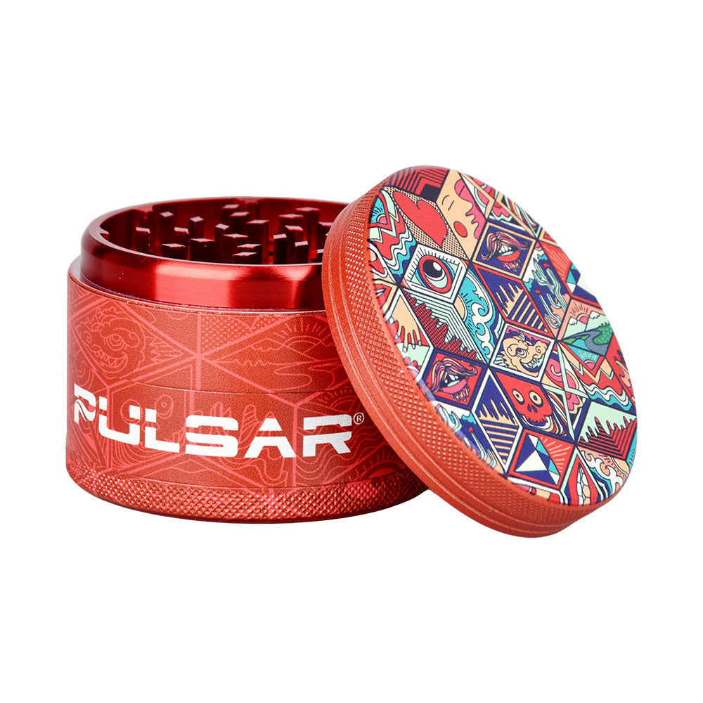 Pulsar ~ Design Series Grinder with Side Art - Symbolic Tiles / 4pc / 2.5"