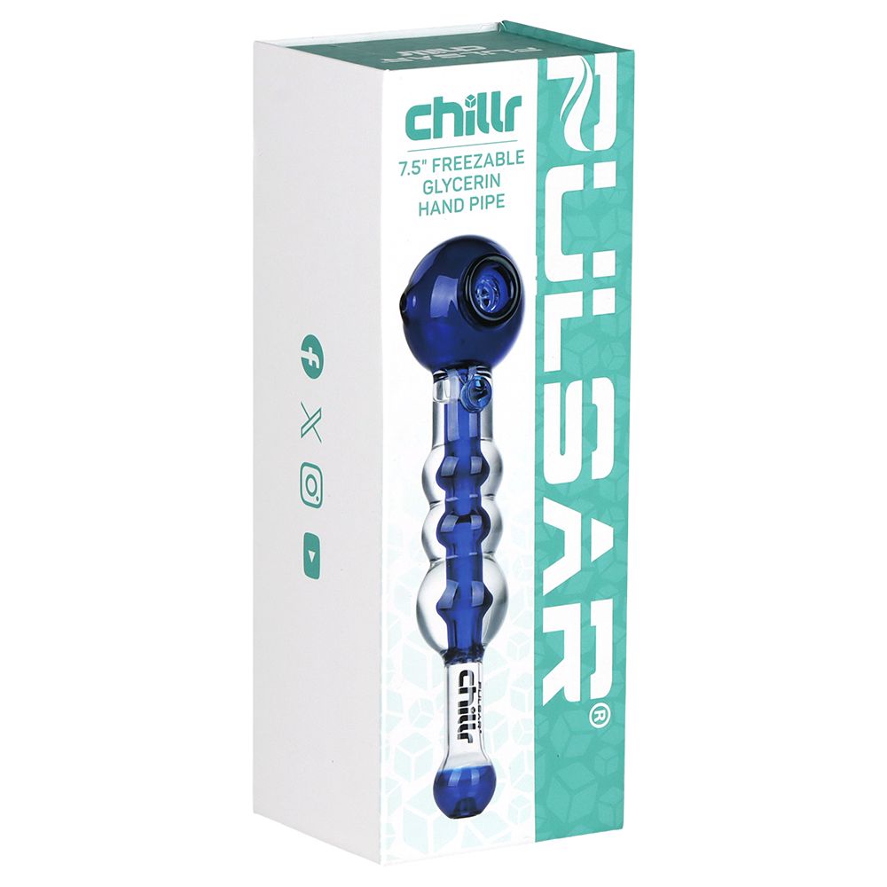 Pulsar ~Chillr Glycerin Glass Hand Pipe - 7.5" / Blue