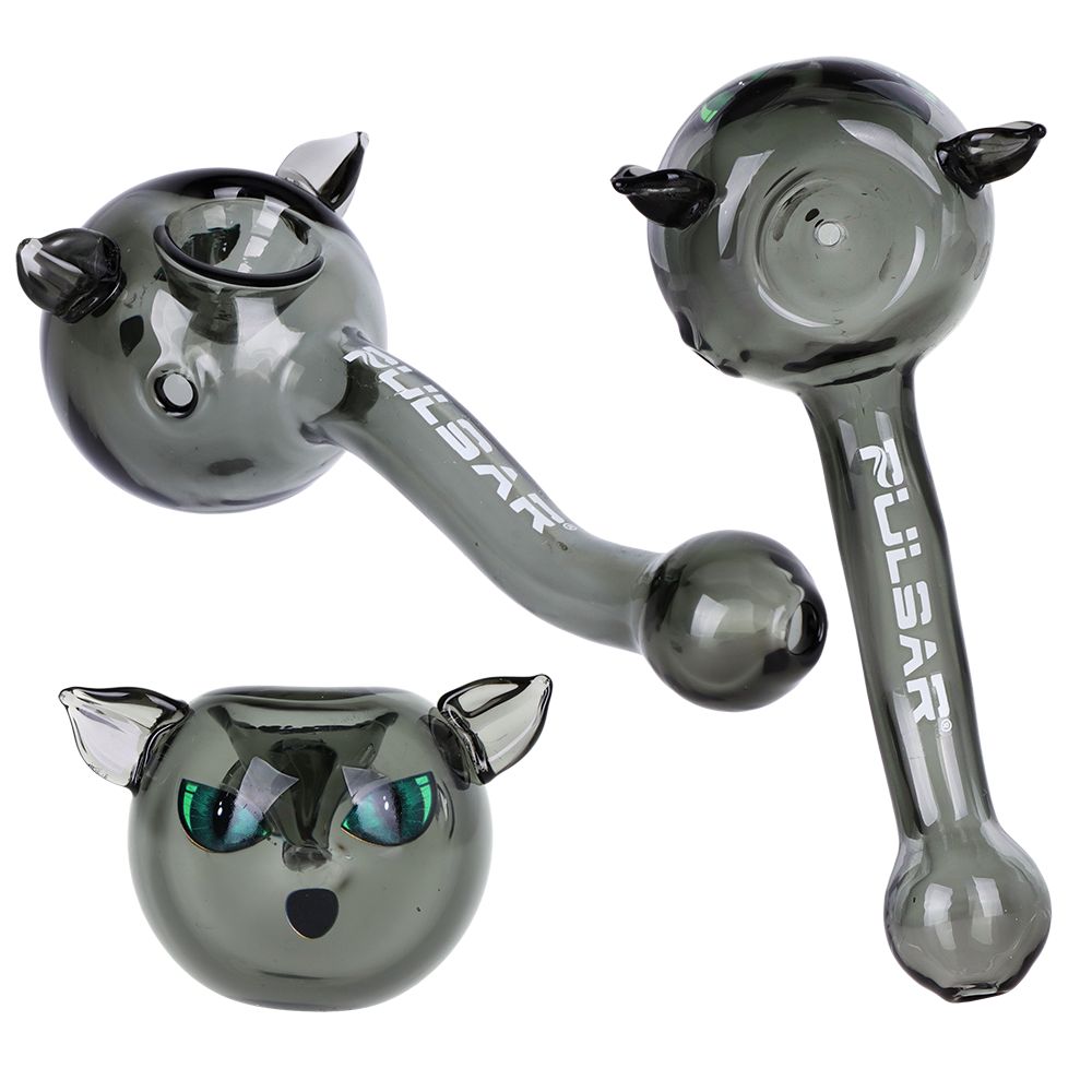 Pulsar - 3CT BUNDLE - Pulsar Black Cat Glass Hand Pipe - 5"