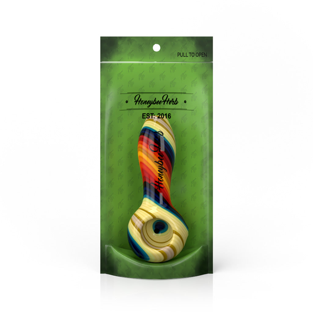 Honeybee Herb ~ Vibrant  Linework Twist Spoon Pipe