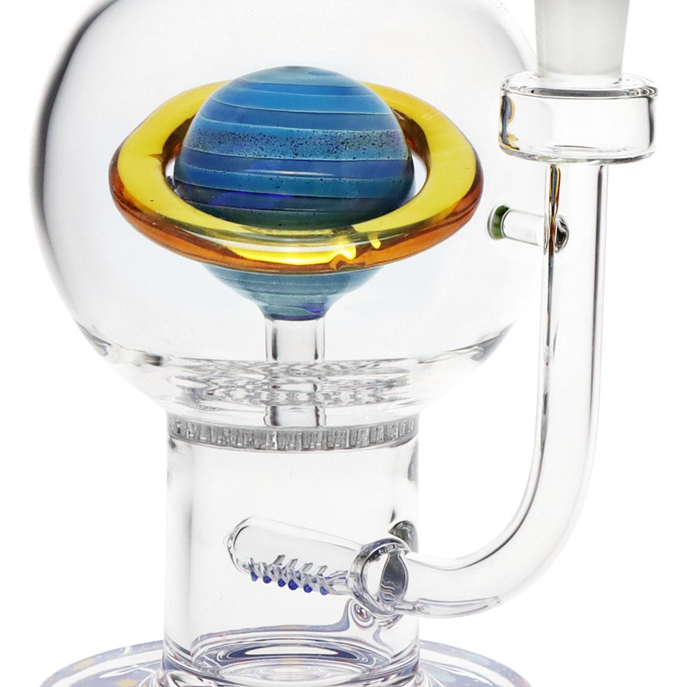 Pulsar ~ Rings of Saturn Bubble Base Glass Water Pipe - 12.75" / 14mm F