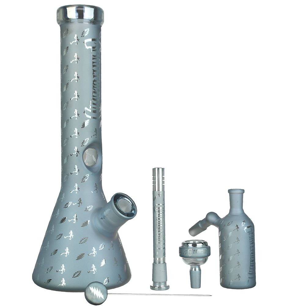 Pulsar ~ Grateful Dead x Pulsar Bolts And Skellies Glass Beaker Water Pipe Set | 13.75" | 14mm F