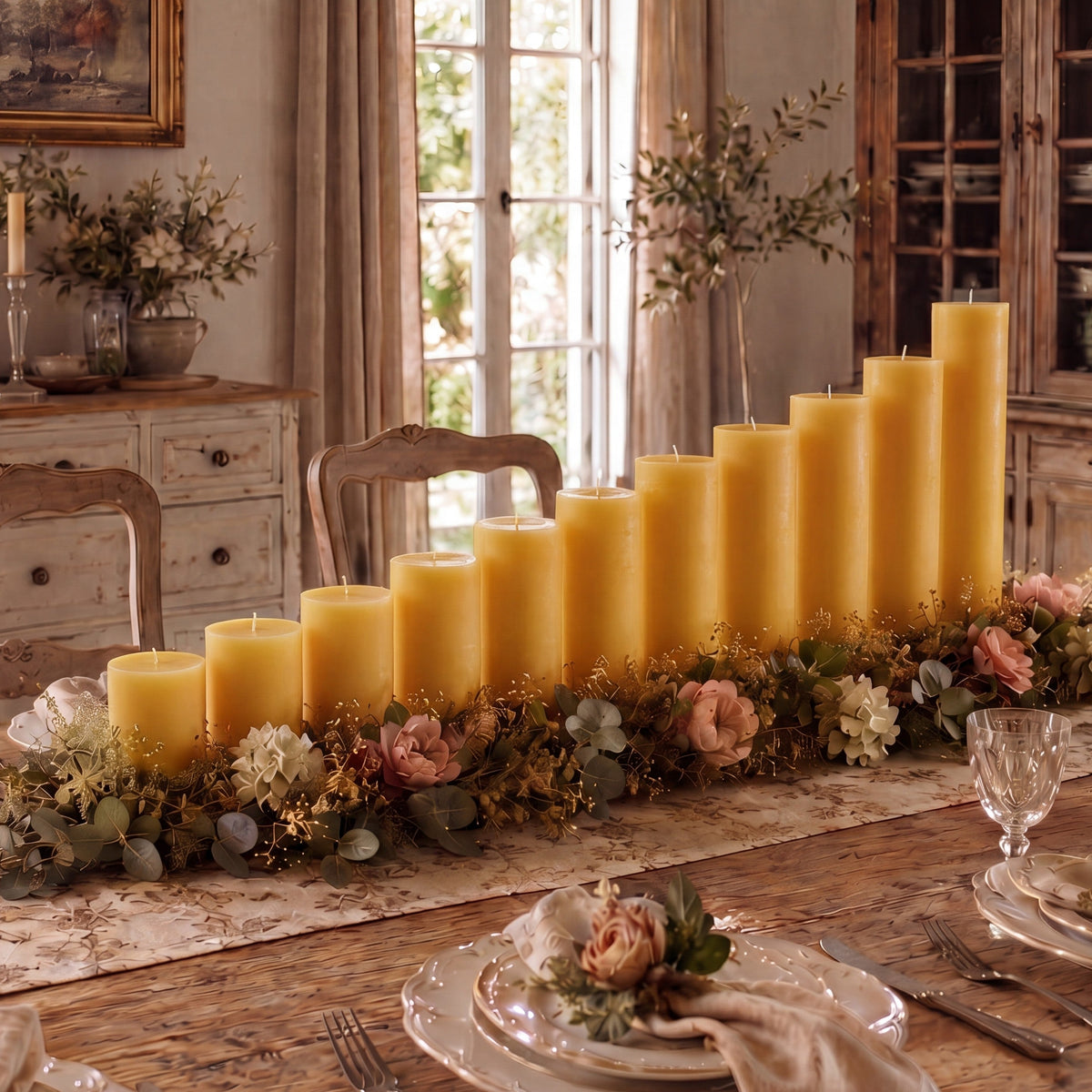 3x6 Inch Yellow Beeswax Pillar Candle