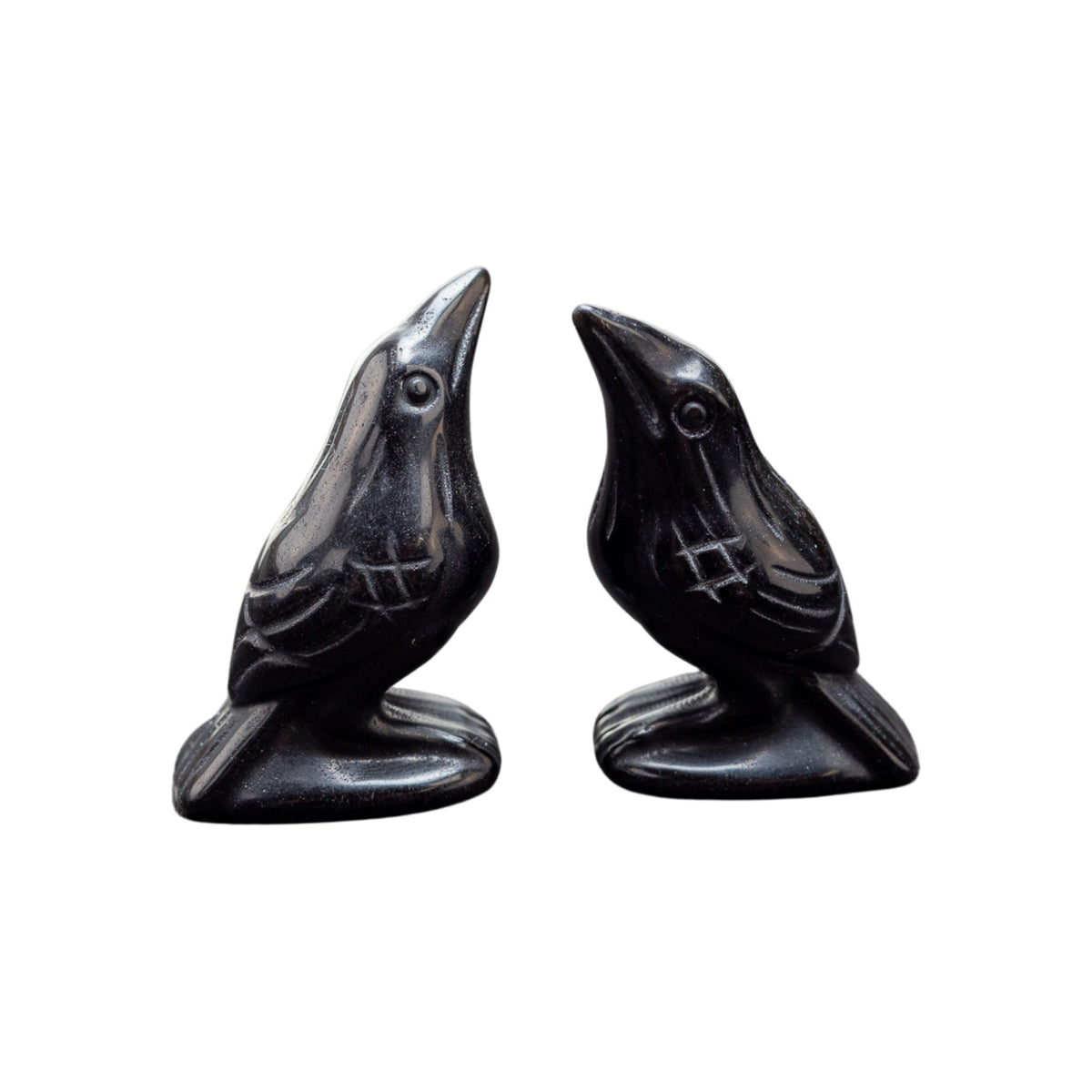 Hand Carved Obsidian Crow