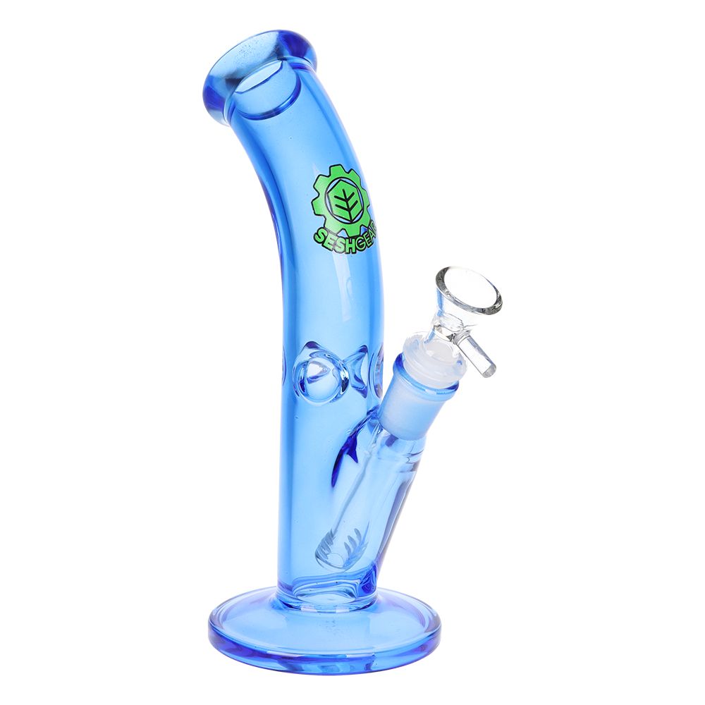 SeshGear ~ Lean Back Bent Tube Colored Glass Water Pipe | 9" | 14mm F