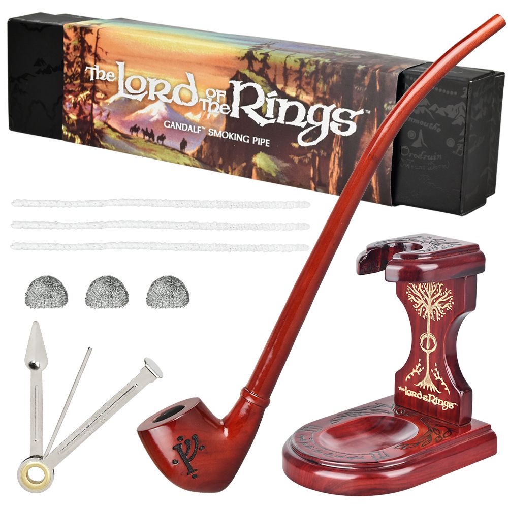 Pulsar ~ Shire Pipes x LoTR GANDALF Pipe & MIDDLE-EARTH Pipe Stand Bundle - 12.5"