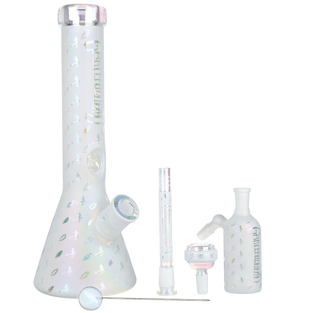 Pulsar ~ Grateful Dead x Pulsar Bolts And Skellies Glass Beaker Water Pipe Set | 13.75" | 14mm F