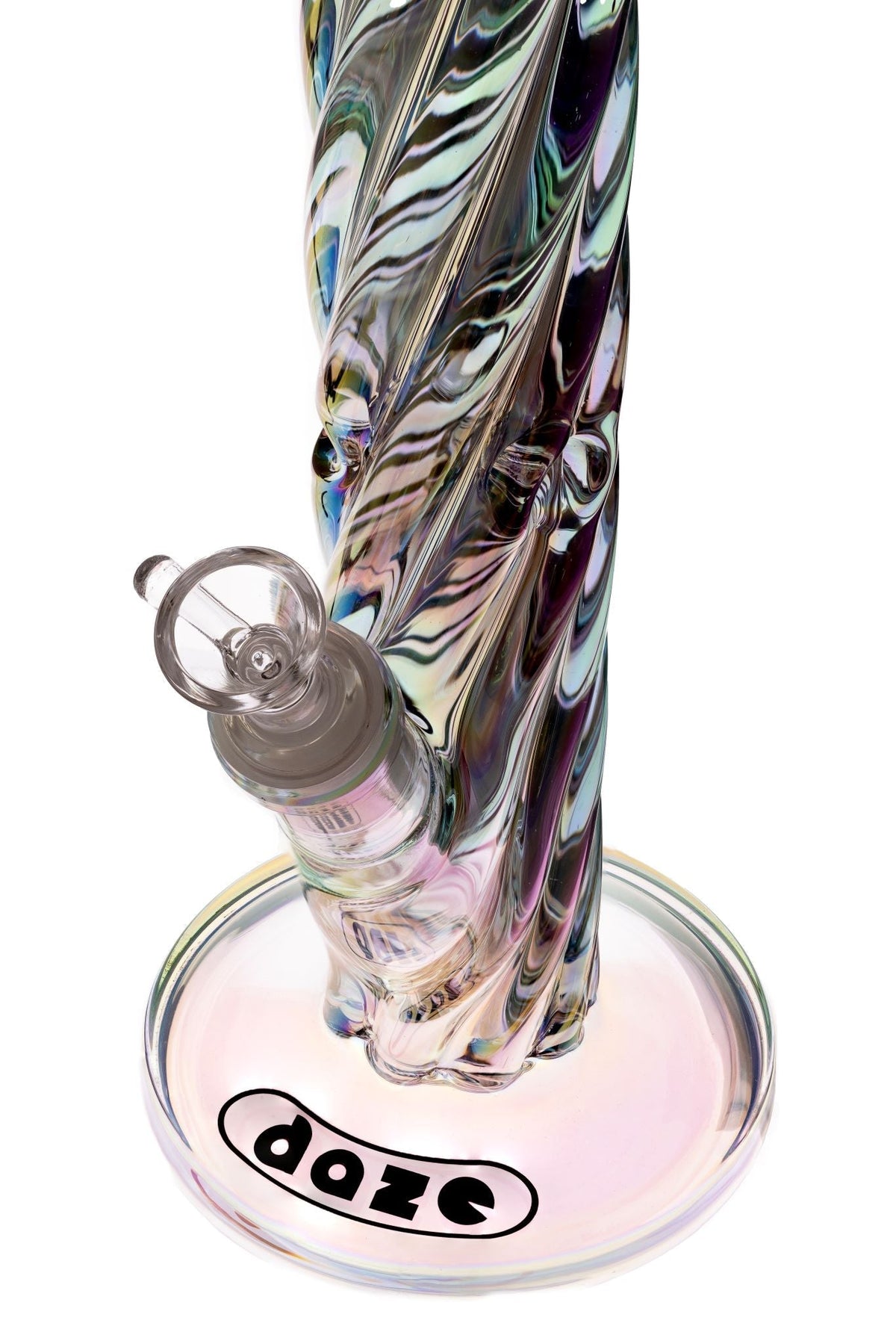 Daze Glass ~ 12 Inch Iridescent Rainbow Spiral Glass Water Pipe