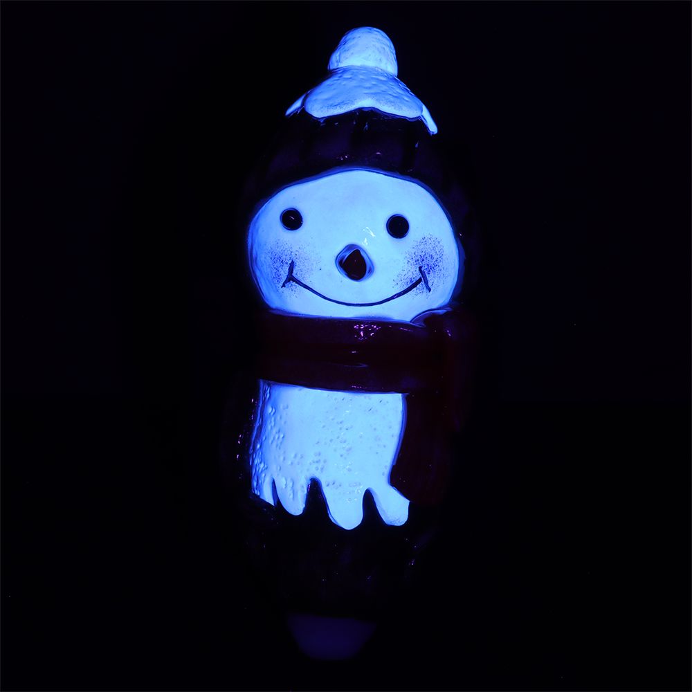 Snowman Enamel Resin Sculpted Glass Spoon Pipe - 6.25"