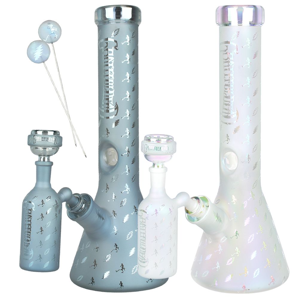 Pulsar ~ Grateful Dead x Pulsar Bolts And Skellies Glass Beaker Water Pipe Set | 13.75" | 14mm F