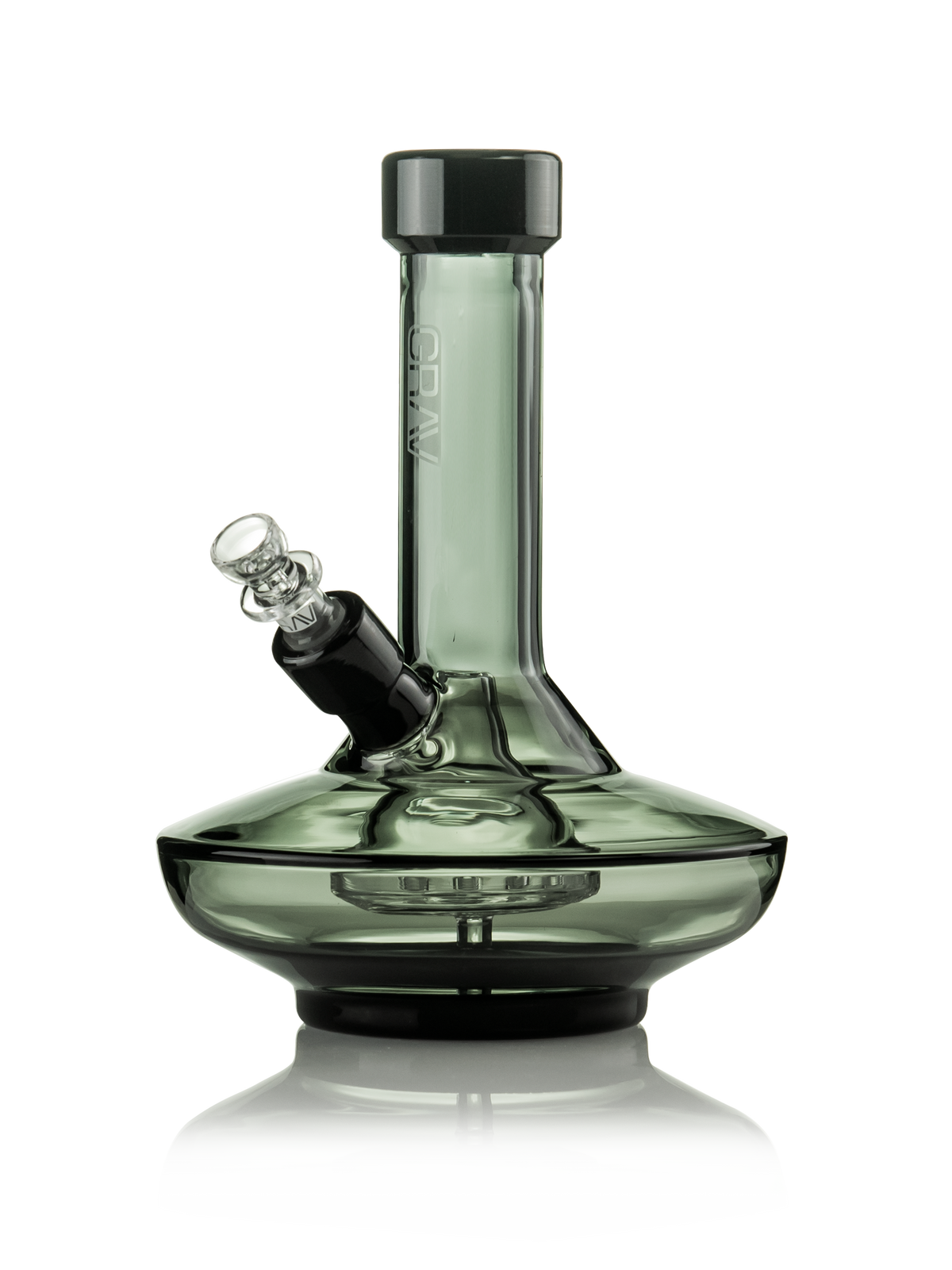 GRAV® > Small Wide Base Water Pipe in Smoke with Black Accents
