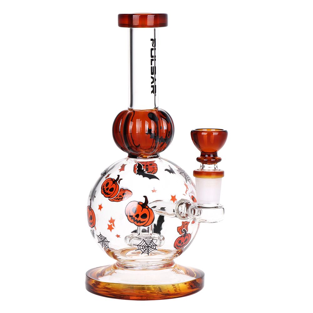 Pulsar ~ Crazy Pumpkins Glass Water Pipe 7.9" / 14mm F