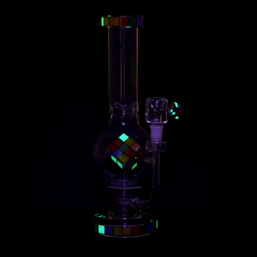 Pulsar ~ Rubik's Cube Perc Bubble Base Glass Water Pipe - 12.5"