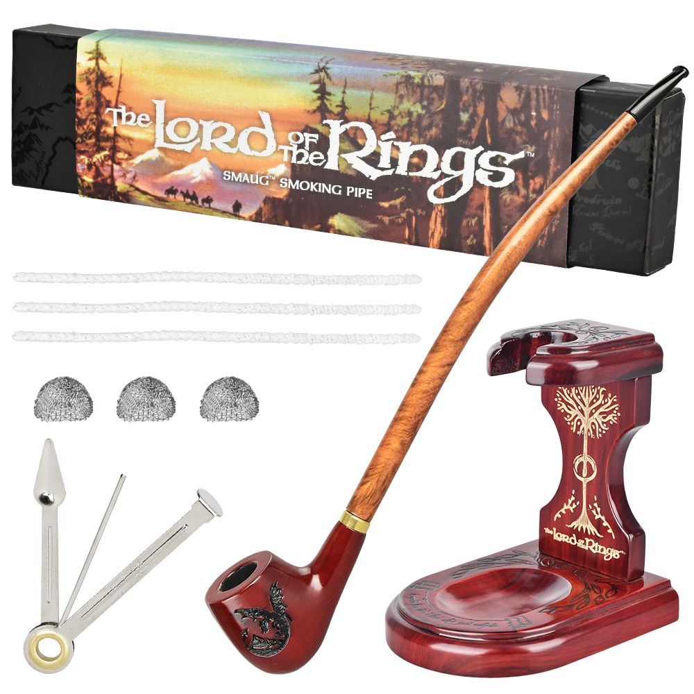 Pulsar ~ Shire Pipes x LoTR SMAUG Pipe & MIDDLE-EARTH Pipe Stand Bundle - 11.5"