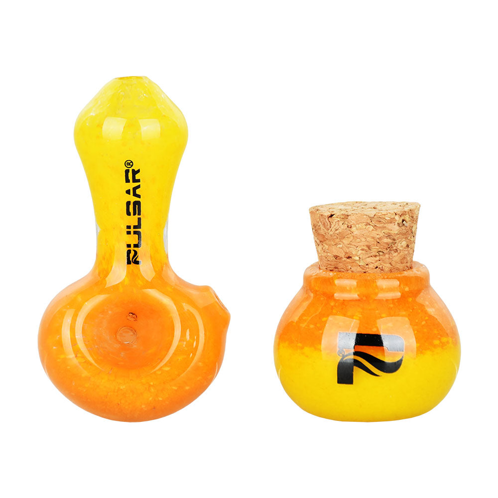 Pulsar ~ Puff & Stash Glass Spoon Pipe & Jar | 2.5"