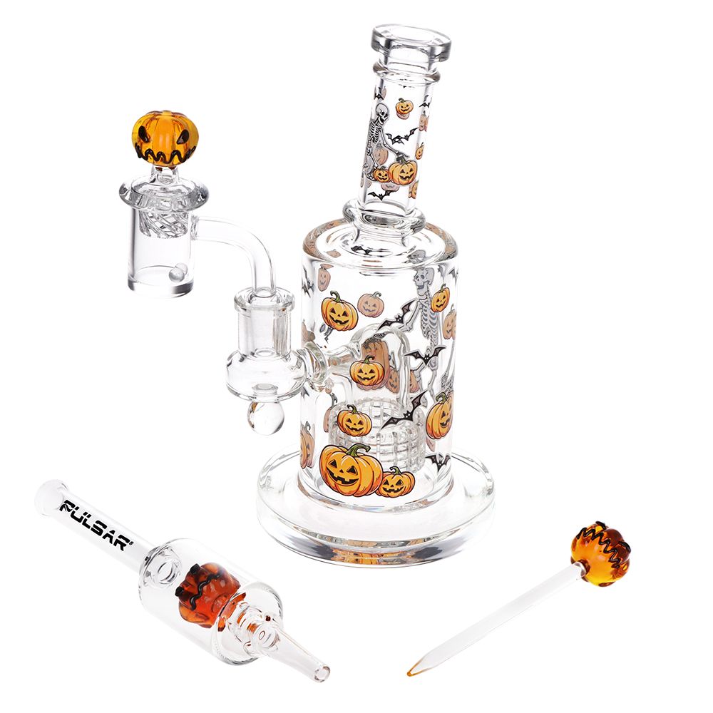Pulsar ~ Halloween Ball Glass Dab Rig Set - 7.75" / 14mm F