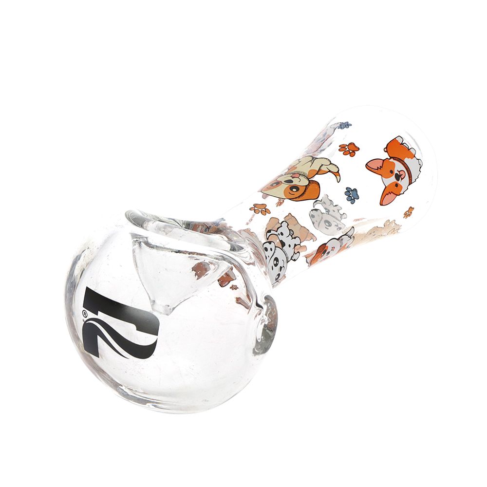 Pulsar ~ Cute Doggies Glass Spoon Pipe - 4.5" 3ct
