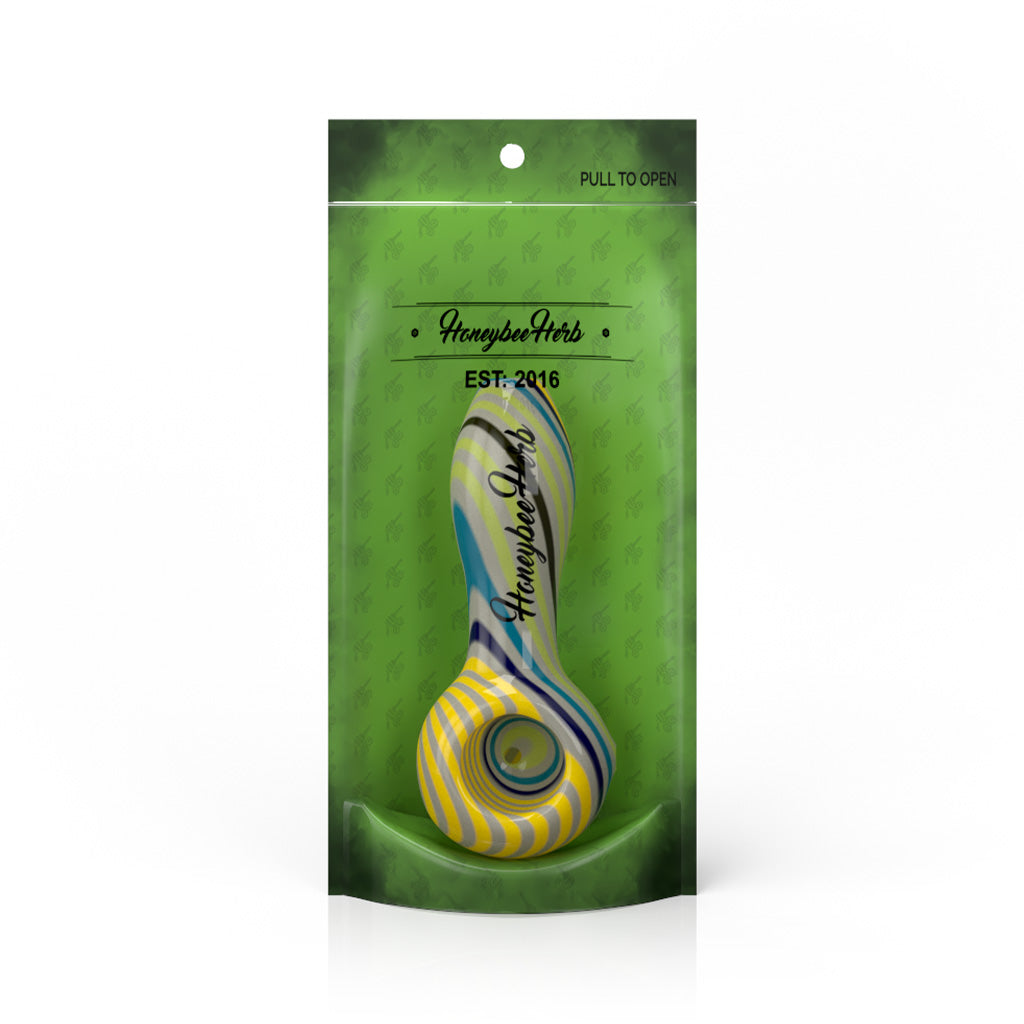 Honeybee Herb ~ Vibrant  Linework Twist Spoon Pipe