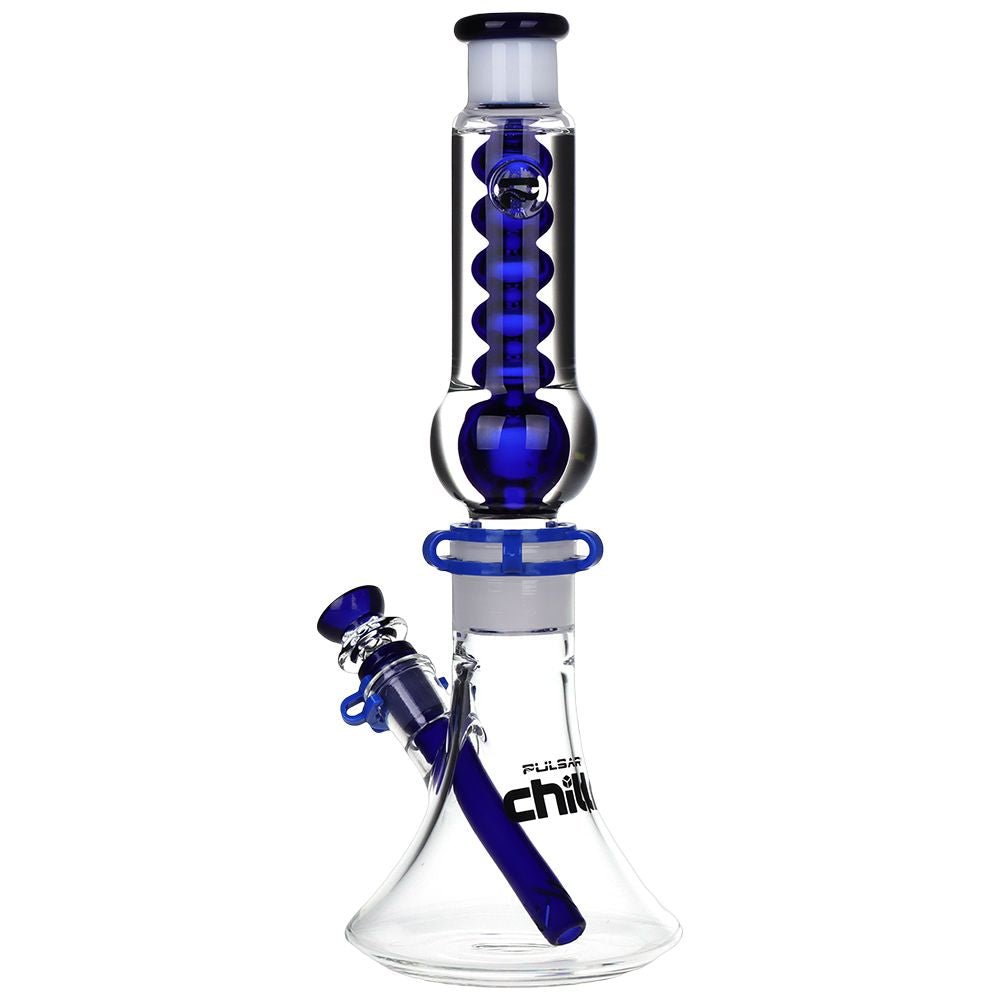Pulsar ~ Chillr Glycerin Beaker Glass Water Pipe - 13" / 14mm F / Blue