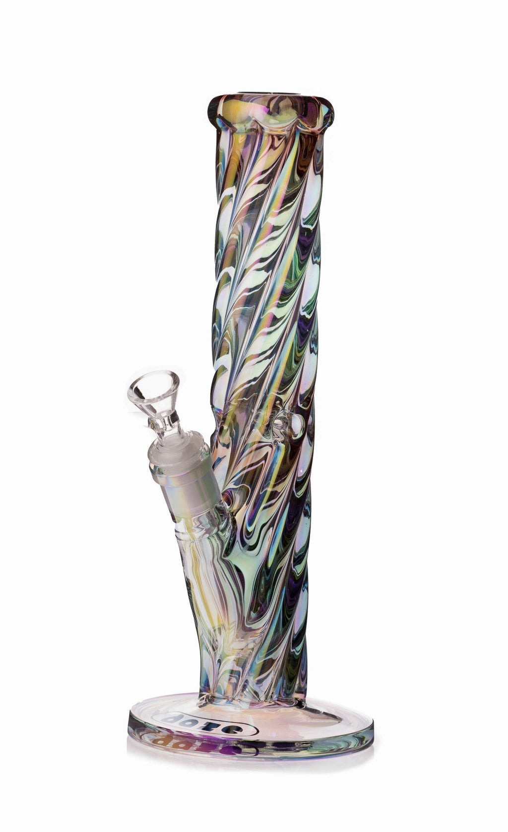 Daze Glass ~ 12 Inch Iridescent Rainbow Spiral Glass Water Pipe