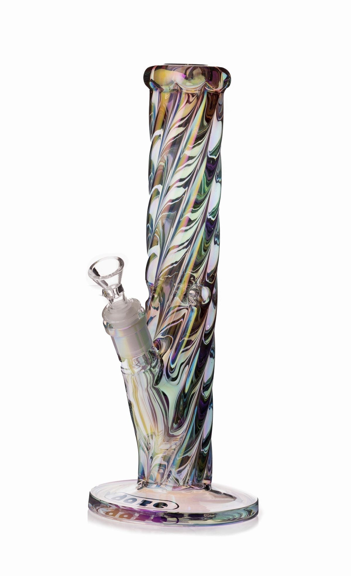 Daze Glass ~ 12 Inch Iridescent Rainbow Spiral Glass Water Pipe