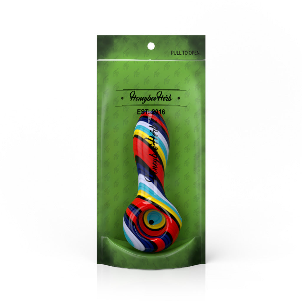 Honeybee Herb ~ Colorburst Linework Spoon Pipe