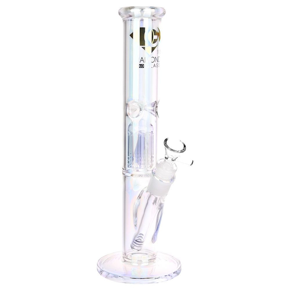 Diamond Glass - Gold Pearl 8-Arm Perc Water Pipe - 12" / 14mm F / Colors Vary