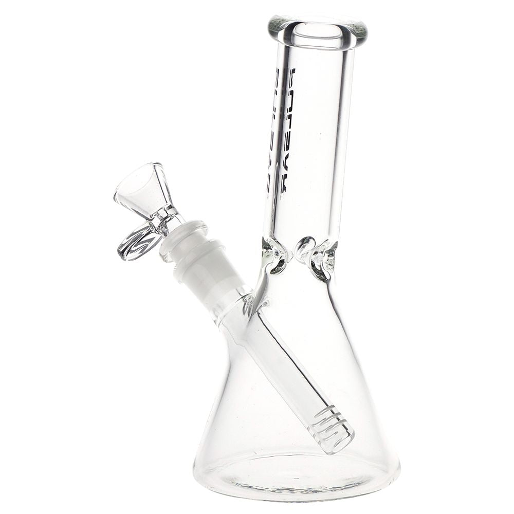 Pulsar ~ Slant Neck Beaker Glass Water Pipe Zippered Case Travel Kit - 7" / Clear