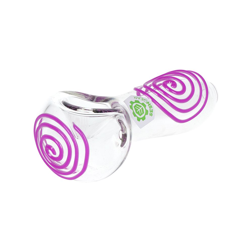 SeshGear Glowing Squiggles Glass Spoon Pipe - 4" / Assorted Colors 3ct