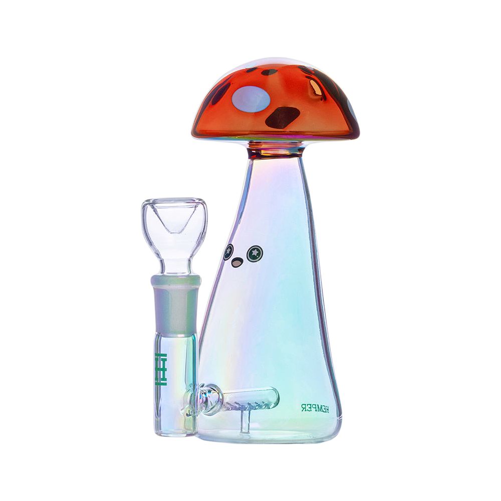 HEMPER - Trippy Shroom Glass Water Pipe - 5.75" / 14mm F