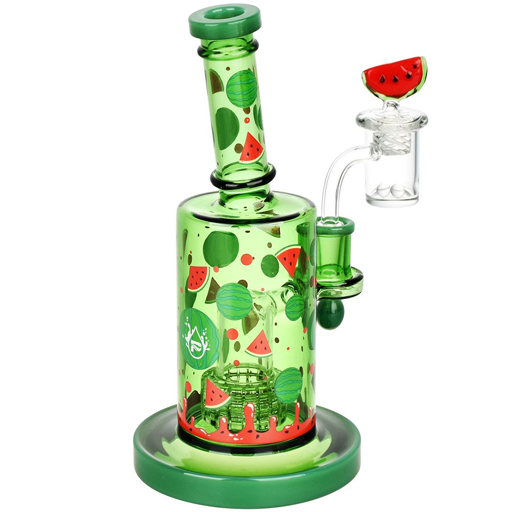 Pulsar ~ Watermelon Zkittles Glow In The Dark Dab Rig Kit - 8" / 14mm F